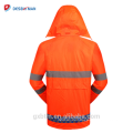 Polyester-wasserdichte Arbeitskleidung-hohe Sicht reflektierender Regen-Mantel-orange hallo Vis-Sicherheits-Jacke Regenanzug